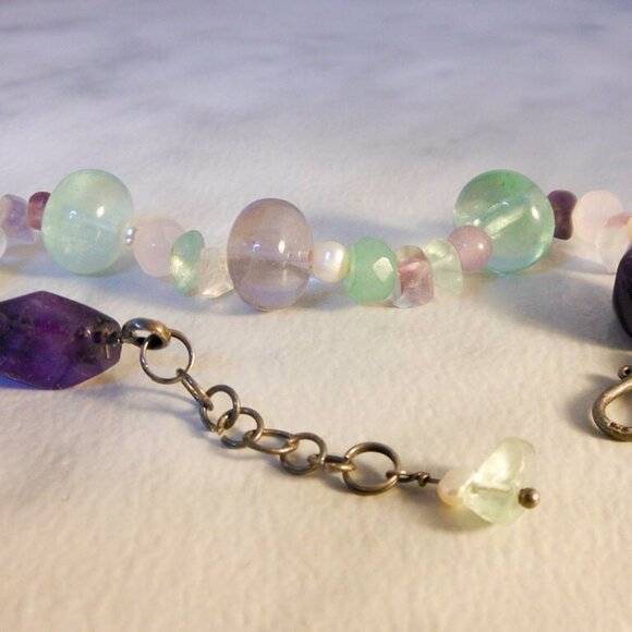 Vintage Sterling Silver Semi-Precious Stone Bracelet ,  8- 9 inch - Picture 3 of 5